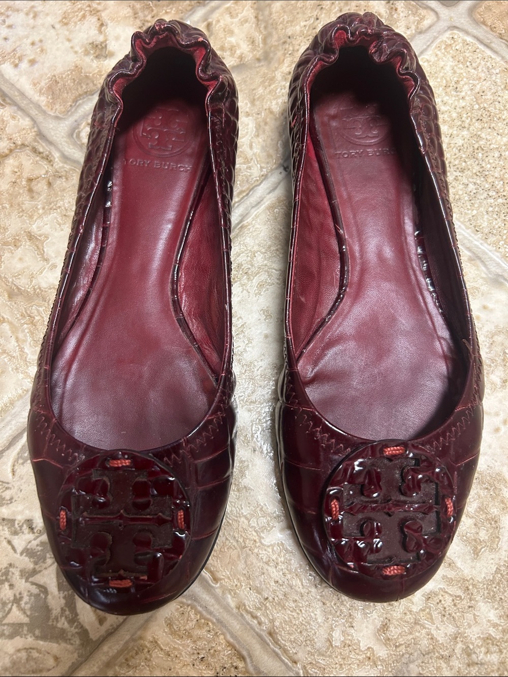 Tory Reva Crocodile Embossed Ballet Flats